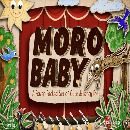 Moro Baby卡通游戏海报手写英文字体