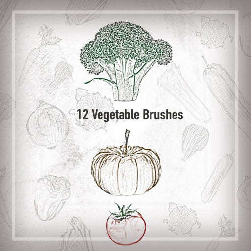 12种手绘蔬菜图案Photoshop笔刷