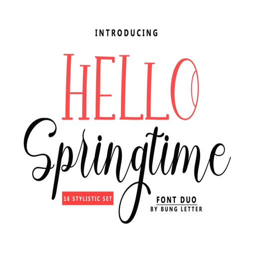 优雅现代的英文书法字体Hello Springtime
