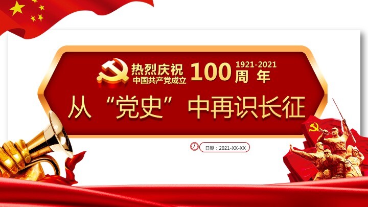 热烈庆祝中国建党100周年ppt模板