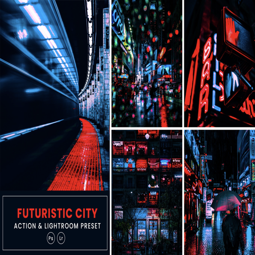 超未来霓虹色城市夜景调色Lightrom预设