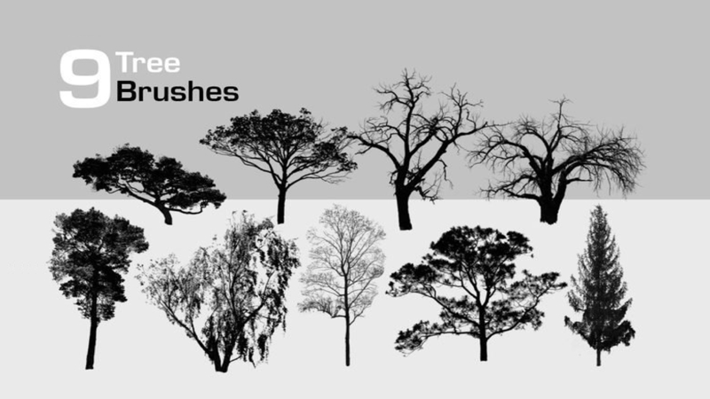 树木剪影图案Photoshop笔刷