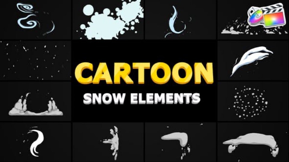 Cartoon Snow Elements for Mac(冬季手绘卡通雪元素效果fcpx插件)