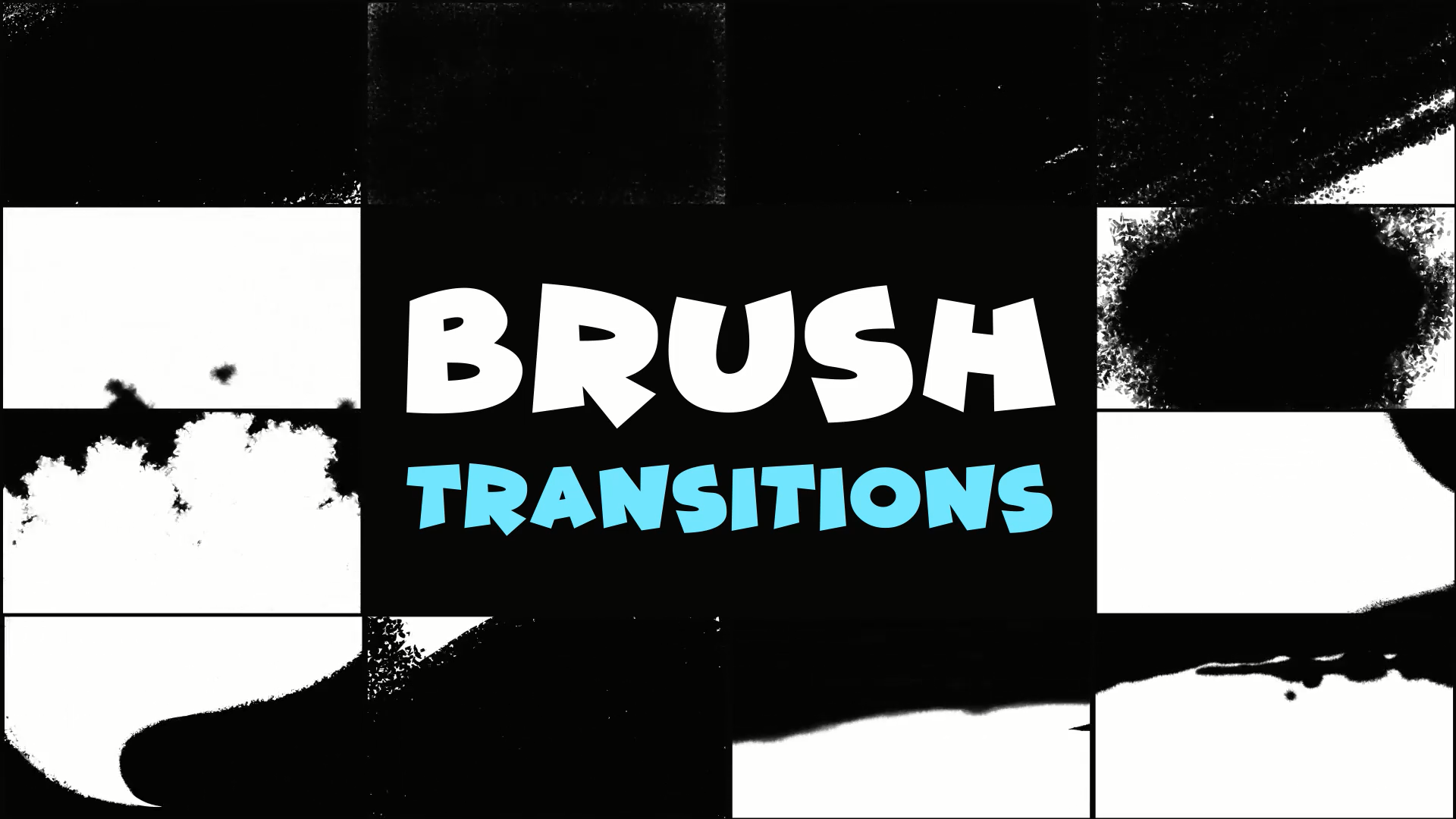 FCPX转场Hand-Drawn Brush Transitions(墨滴和手绘过渡模板)