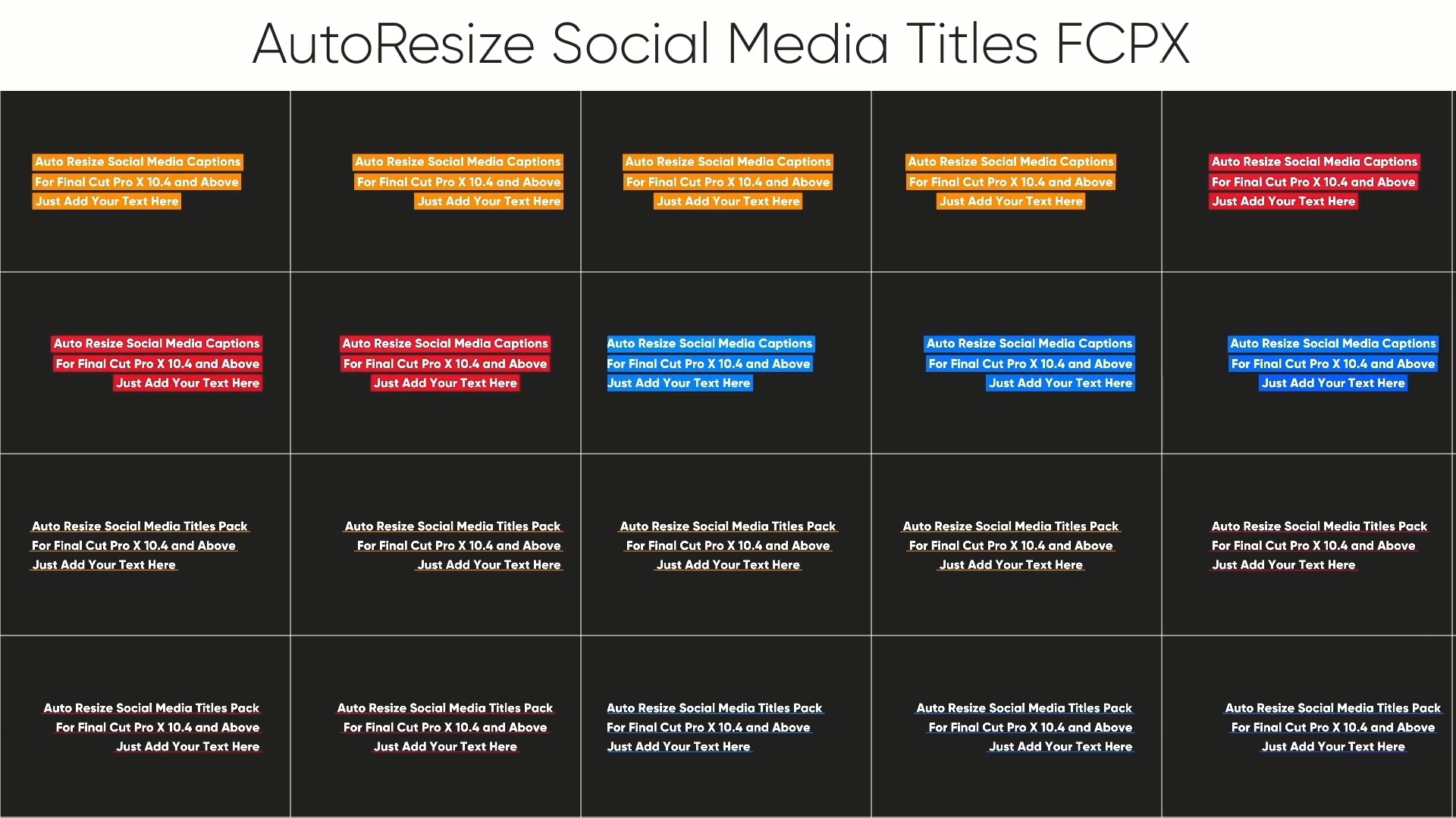 FCPX标题Social Media Titles(社交媒体标题模板)