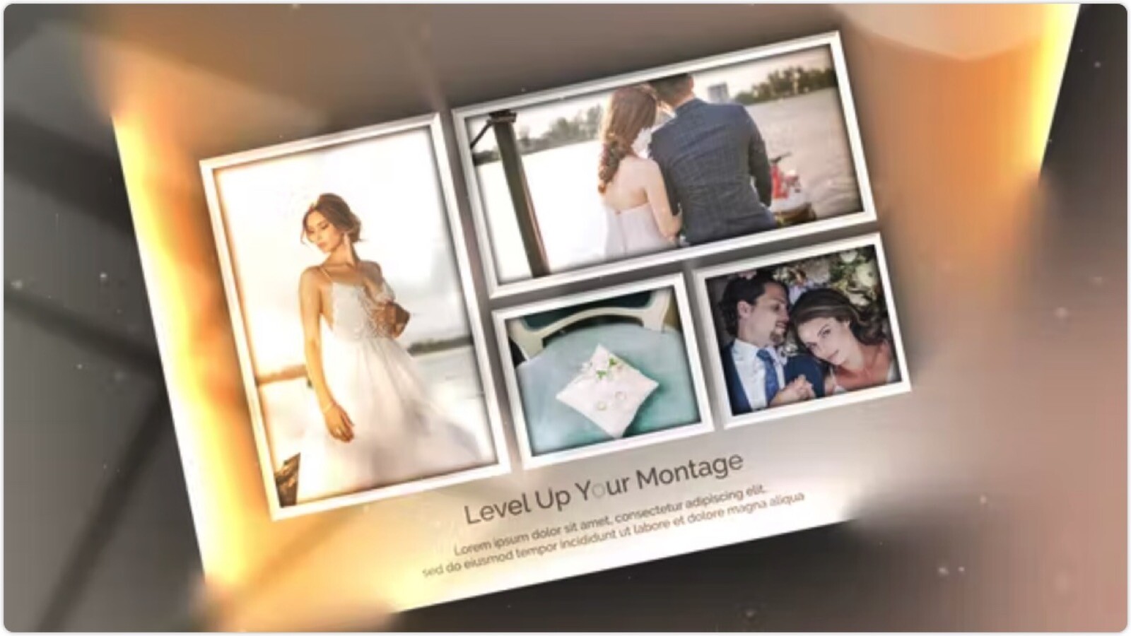 4K温暖婚礼摄影霓虹灯幻灯片展示效果AE模板