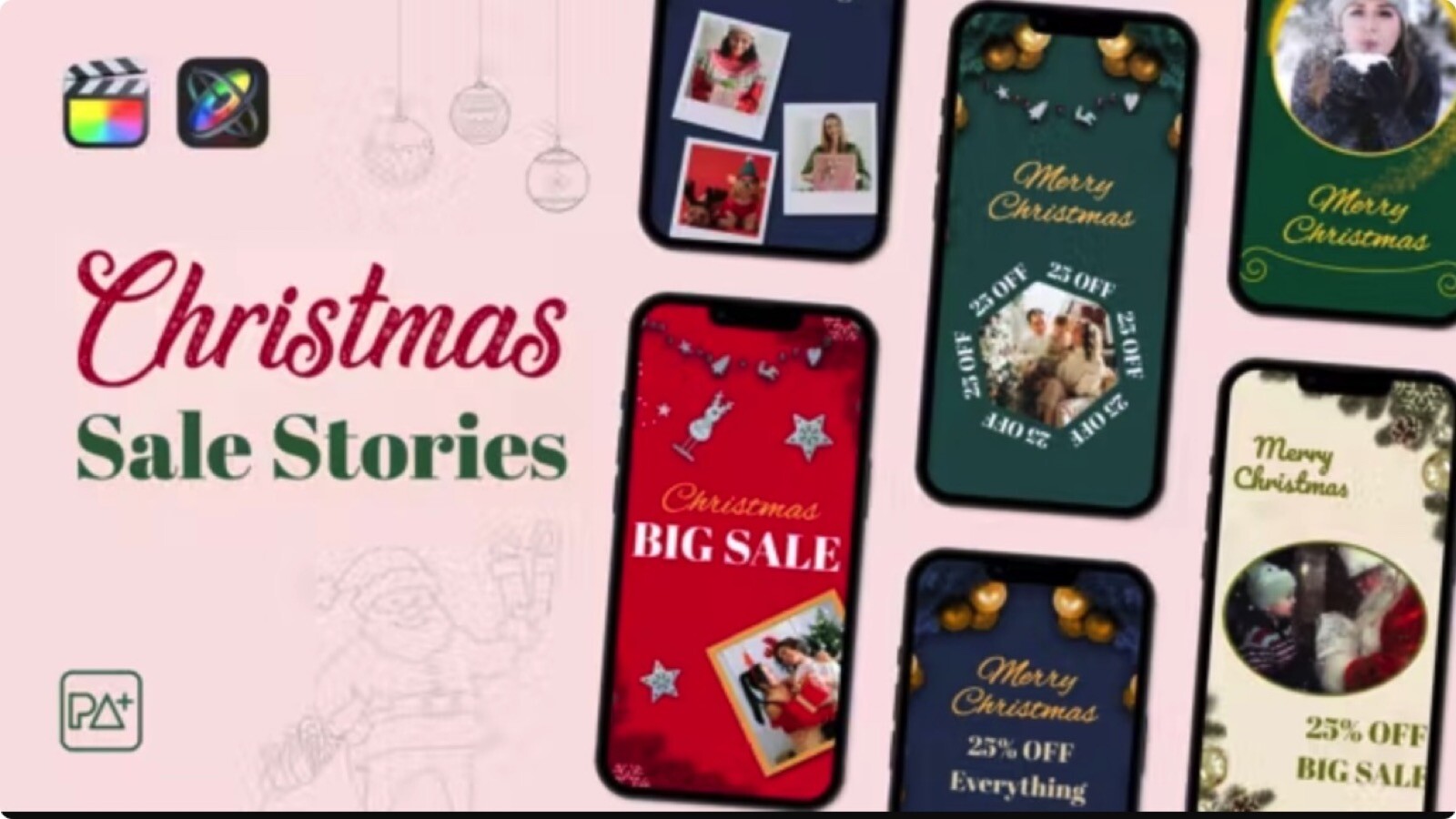 Christmas Sale Stories Mac(圣诞动画展示fcpx插件)