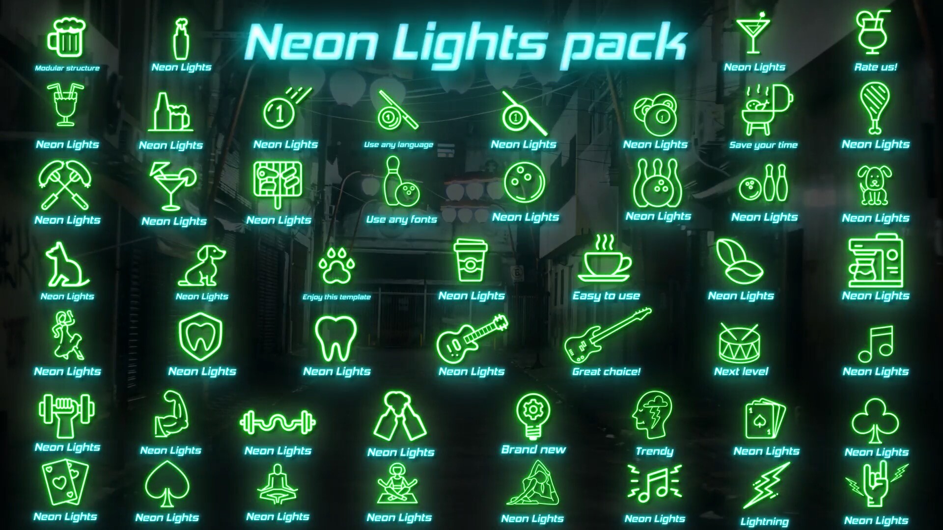 fcpx插件Neon Lights Big Pack(荧光标题模板)