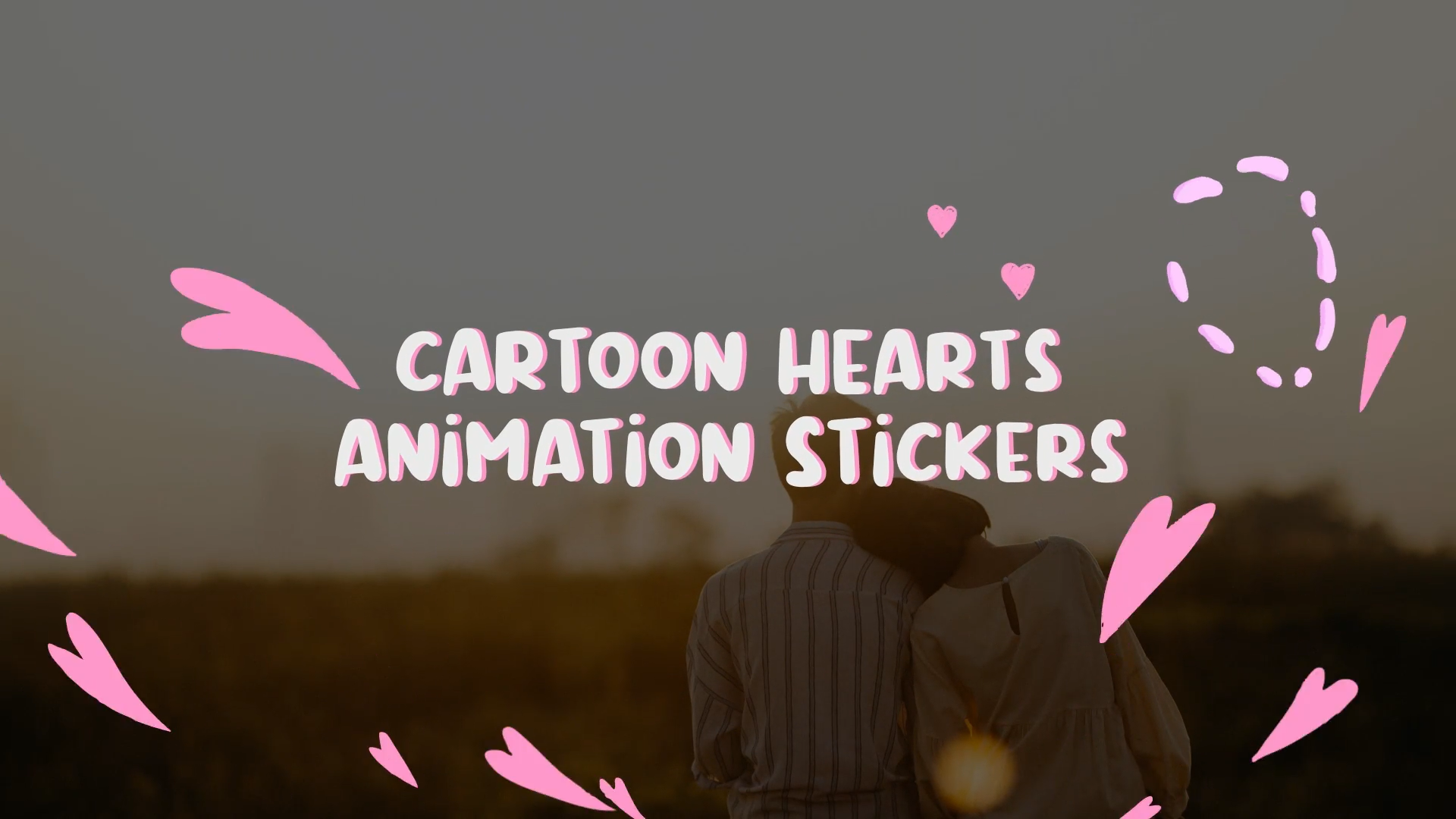 fcpx发生器Cartoon Hearts Animated Stickers(卡通心动画贴纸)