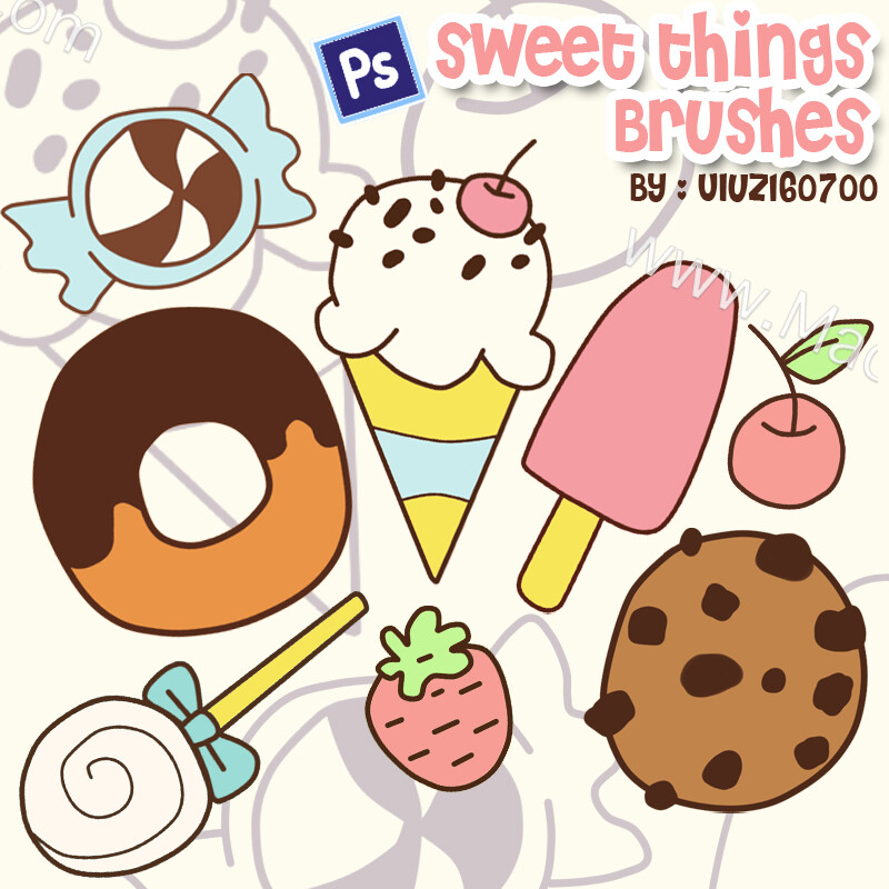 卡通冰淇淋甜品图案Photoshop笔刷