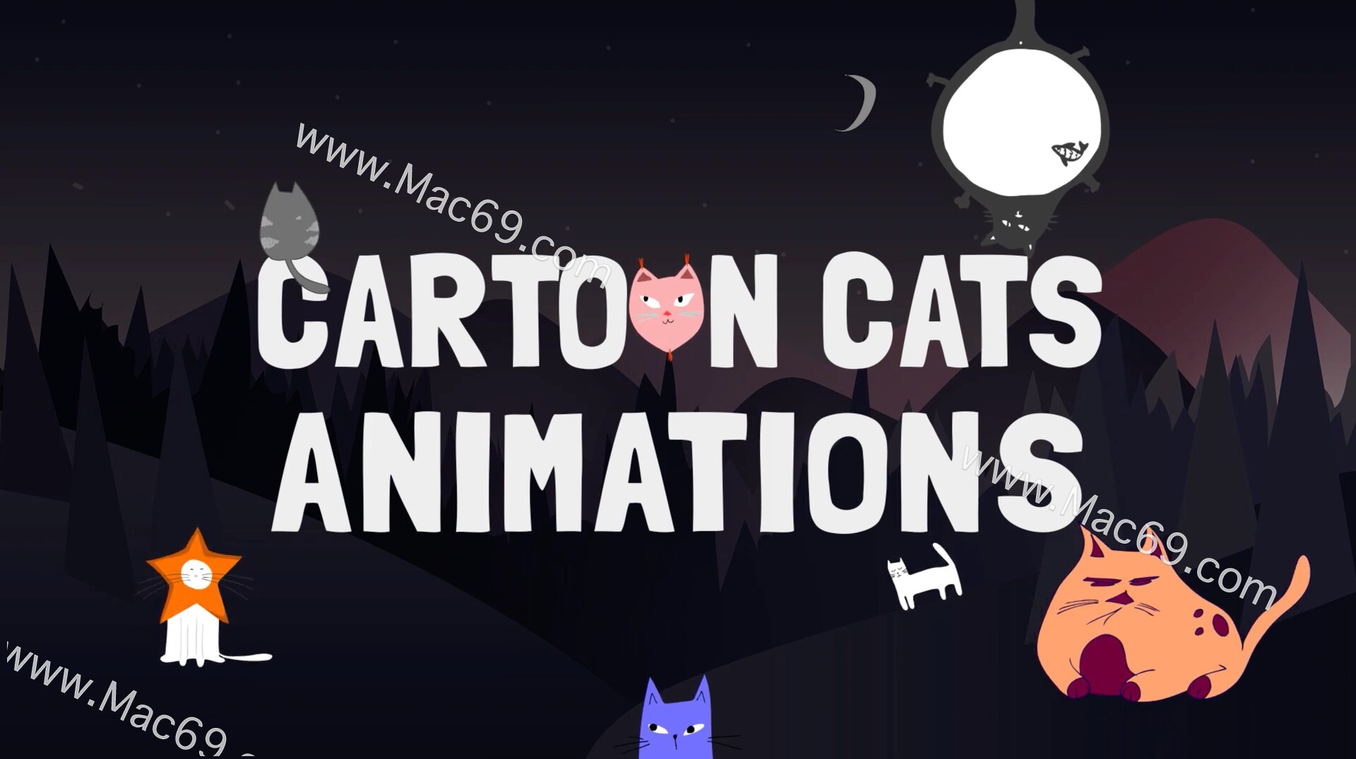 FCPX插件Cartoon Cats for Mac(卡通猫动画插件)