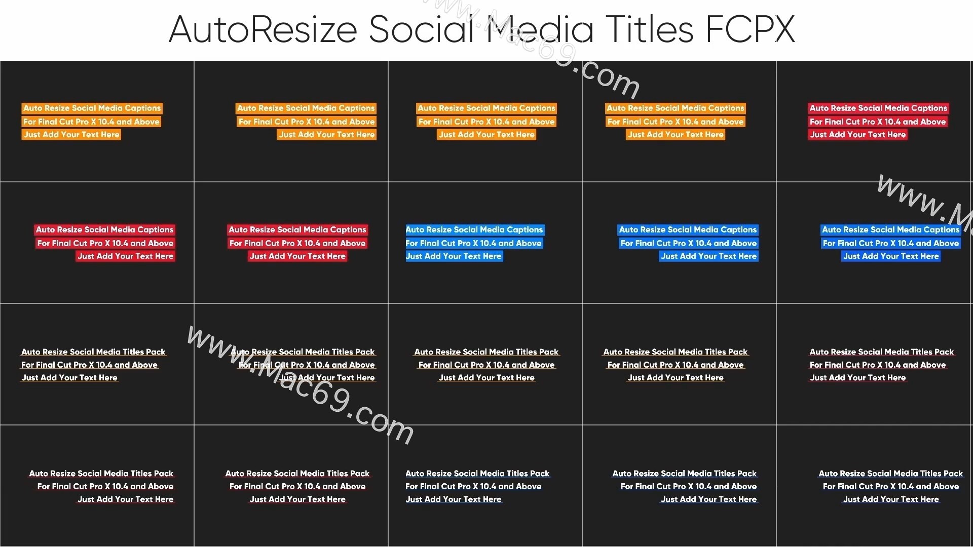 FCPX标题Social Media Titles(社交媒体标题模板)