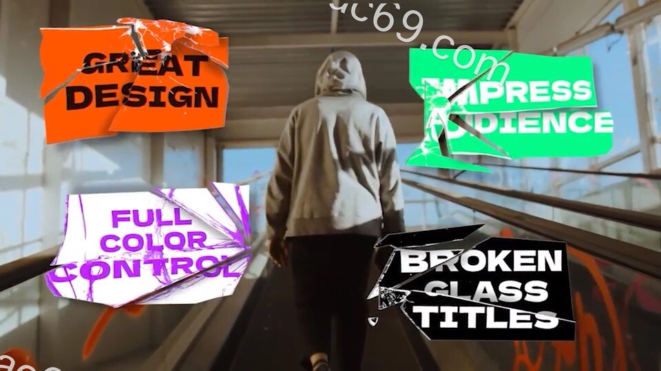FCPX标题Broken Glass Titles(玻璃破碎标题动画)
