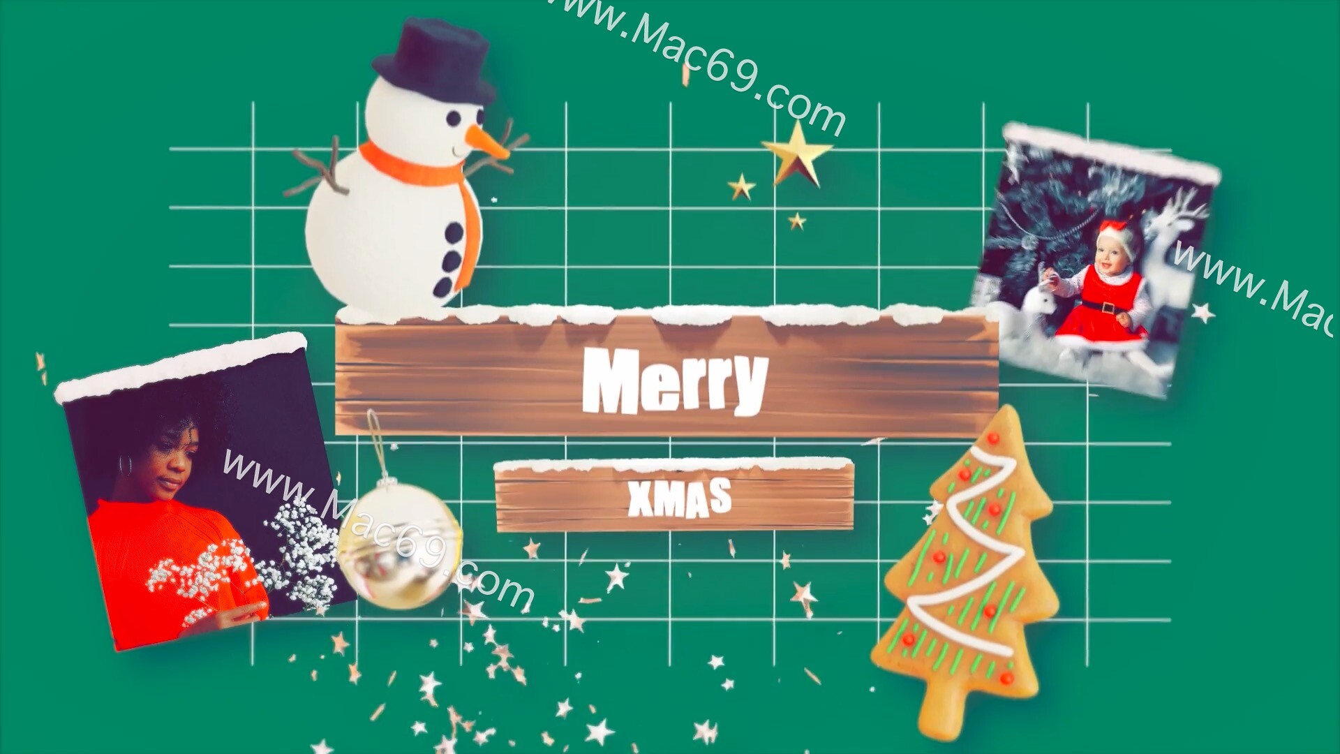 fcpx发生器Christmas Greetings(圣诞节问候动画开场)