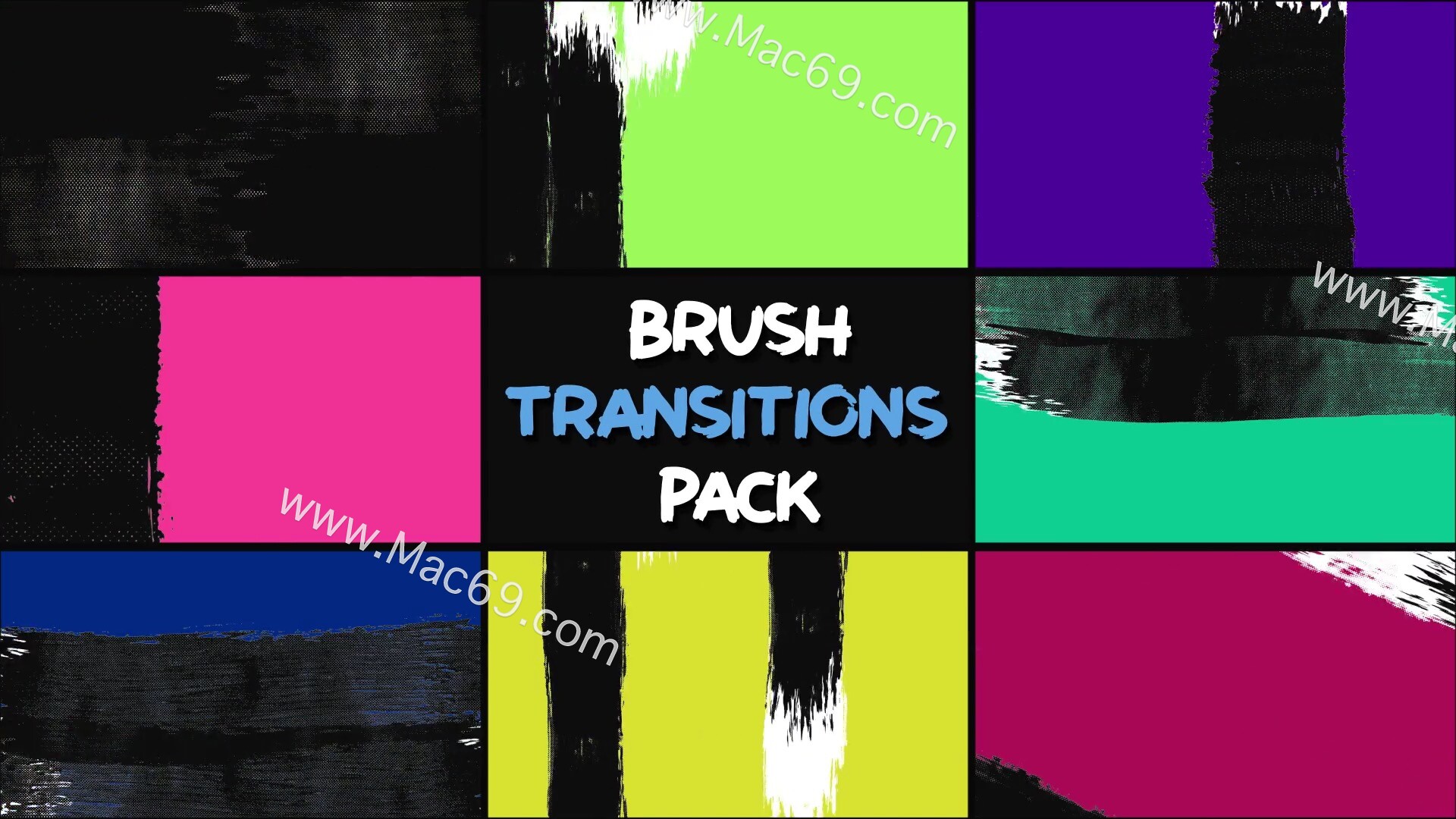 fcpx转场Brush Transition Pack(手绘过渡转场)
