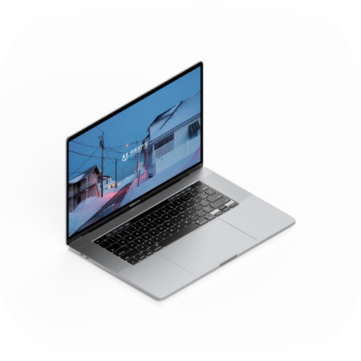 MacBook Pro 16英寸样机模型侧面视图psd素材