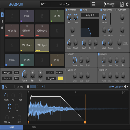 Apisonic Labs Speedrum Mac(MPC风格虚拟鼓采样器)